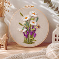 Floral Ribbon Embroidery Kit – Sunflower & Daisy Design, DIY Beginner Hoop Art, Craft Kit Gift