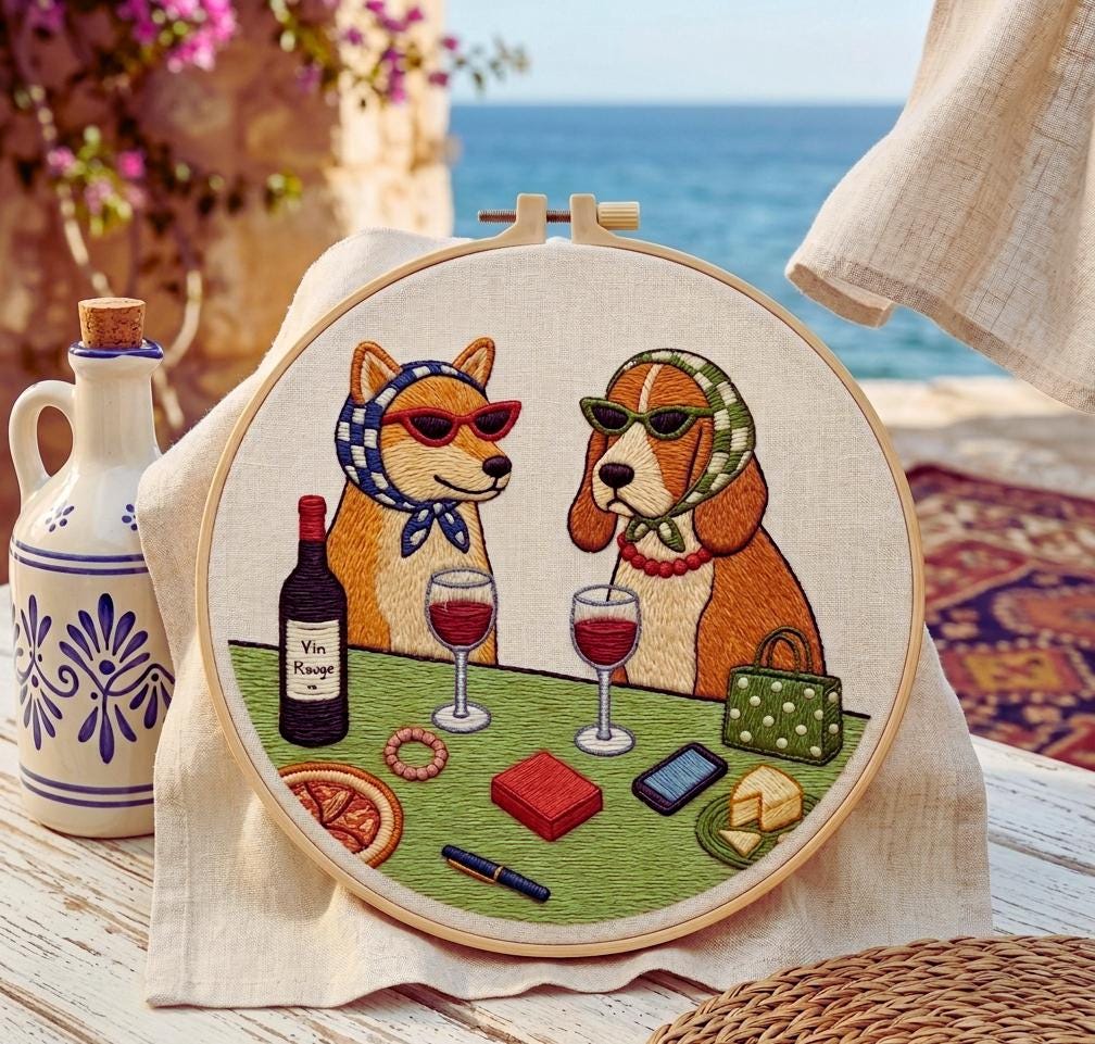 Fashion Dogs Embroidery Kit, Whimsical Pet Lover Hoop Art, Beginner Craft Project