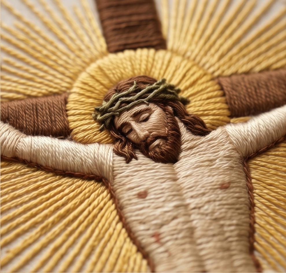 Christian Embroidery Kit – Jesus on the Cross DIY Embroidery Set, Religious Needlework Kit, Faith Based Home Decor, Beginner Craft Gift