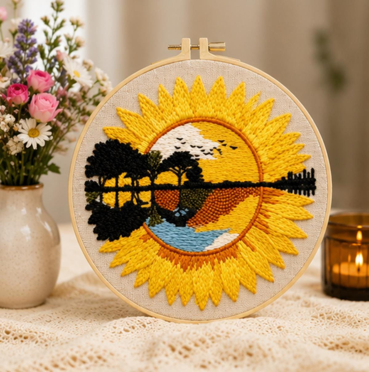 Sunflower Embroidery Kit for Beginners