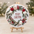 Christmas Wreath Embroidery Kit, Floral Merry Christmas Hoop Art (20 cm)