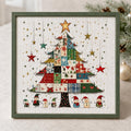 Stamped Christmas Tree Cross Stitch Kit, 40 x 40 cm, 11CT or 14CT Pre-Printed Canvas, Holiday Needlework Kit for Adults