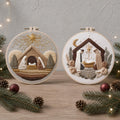 Nativity Embroidery Kit, 20 cm Pre-Printed Christmas Hand Embroidery Set with Hoop, Religious Holiday Craft Gift for Adults