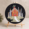 Gingerbread House Embroidery Kit for Beginners, Christmas Winter Scene DIY Needlework Set, 20 cm Holiday Craft Gift for Adults
