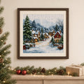Stamped Winter Village Cross Stitch Kit, 40 x 40 cm Pre-Printed Canvas, 11CT or 14CT Christmas Needlework for Adults