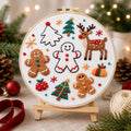 Christmas Embroidery Kit, Gingerbread Reindeer, Beginner DIY Needlework (15cm or 20cm)