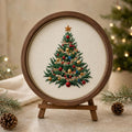 Christmas Tree Hand Embroidery Kit, 15 cm Beginner DIY Needlework Set with Hoop, Holiday Craft Gift for Adults