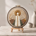 Christmas Angel Embroidery Kit, 20 cm Pre-Printed Hand Embroidery Set with Hoop, Religious Needlework Craft Gift for Adults