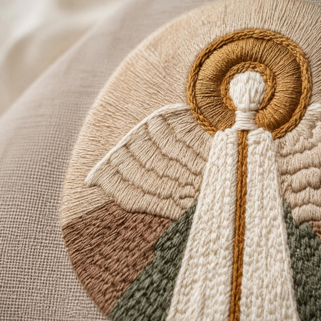 Christmas Angel Embroidery Kit, 20 cm Pre-Printed Hand Embroidery Set with Hoop, Religious Needlework Craft Gift for Adults