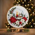 Christmas Snow Globe Embroidery Kit, 20cm Hoop, Floral Design (DIY Craft)
