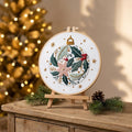 Christmas Embroidery Kit for Adults, Botanical Ornament Needlework Set, 20cm Beginner Holiday Craft, DIY Gift