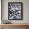 Winter Village Cross Stitch Kit for Beginners, Snowy Cottage DIY Kit, 11CT Stamped Canvas, Christmas Wall Decor, Gift for Her