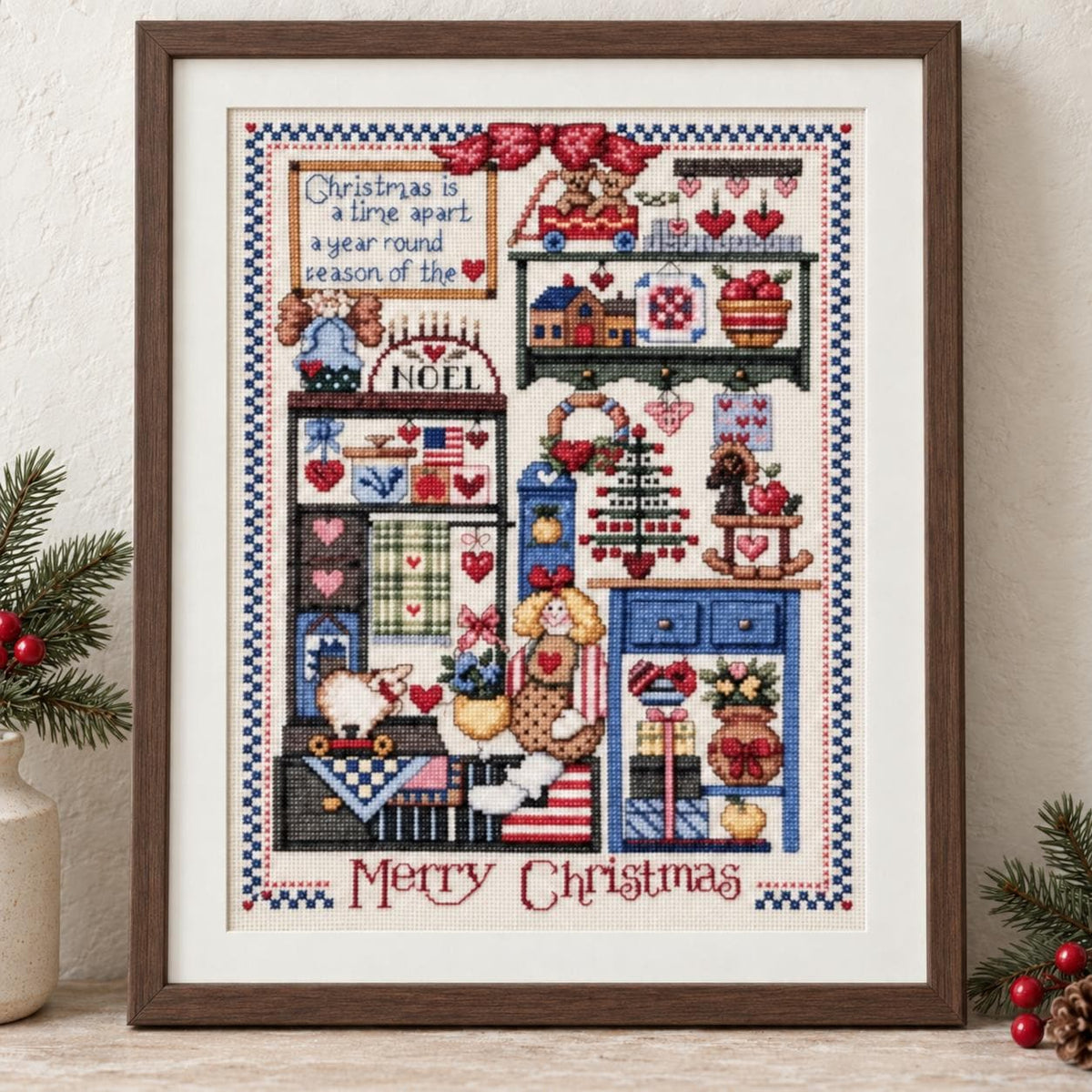 Christmas Kitchen Cross Stitch Kit, 30x40cm Stamped 11CT or 14CT Needlework Set for Adults