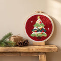 Christmas Tree Punch Needle Kit, 8-Inch Beginner Holiday Embroidery Set