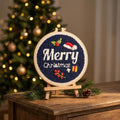 Merry Christmas Punch Needle Kit, 8-Inch Beginner Holiday Embroidery Set