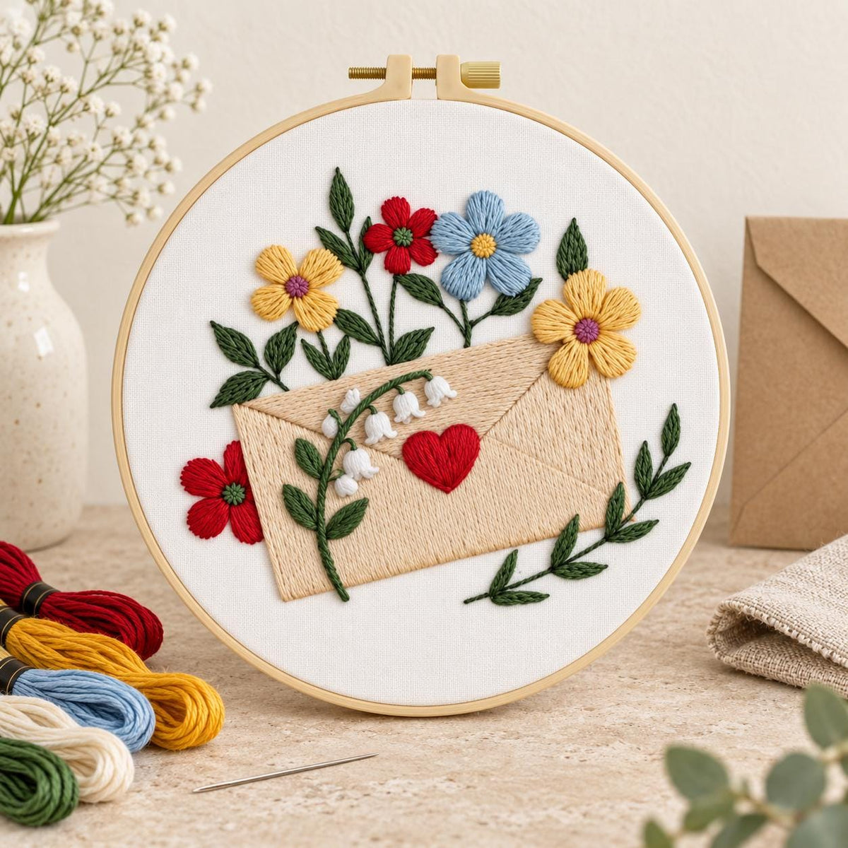 Floral Embroidery Kit for Adults