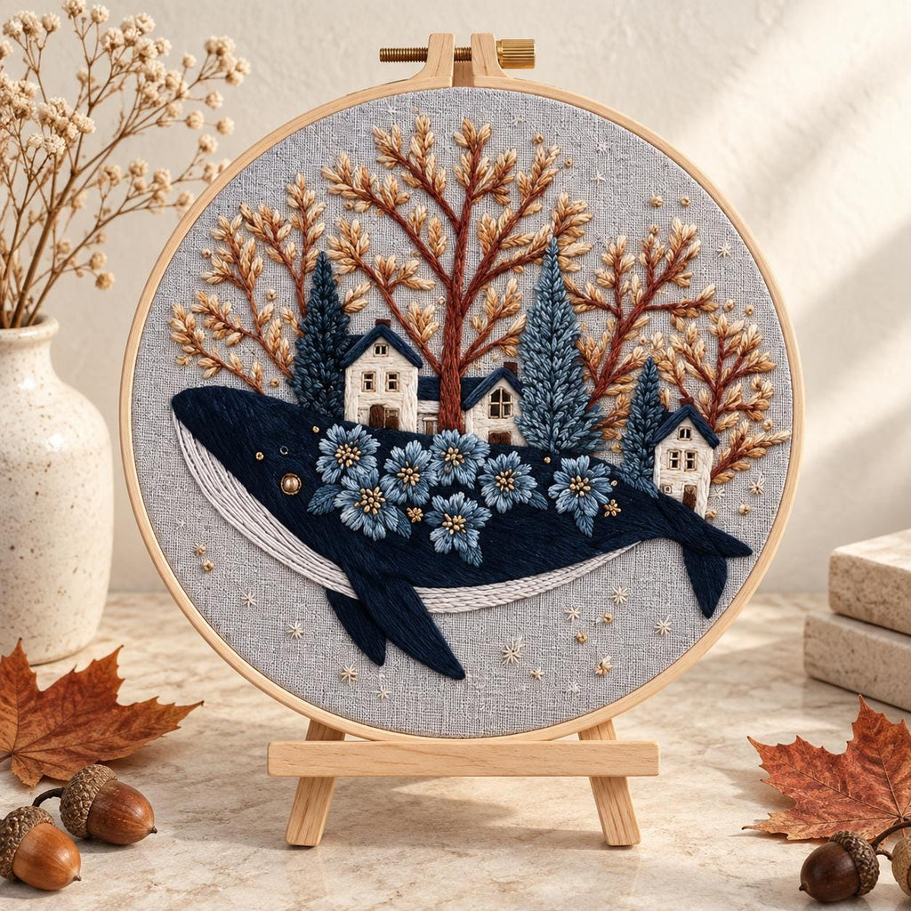 Whale Embroidery Kit for Adults