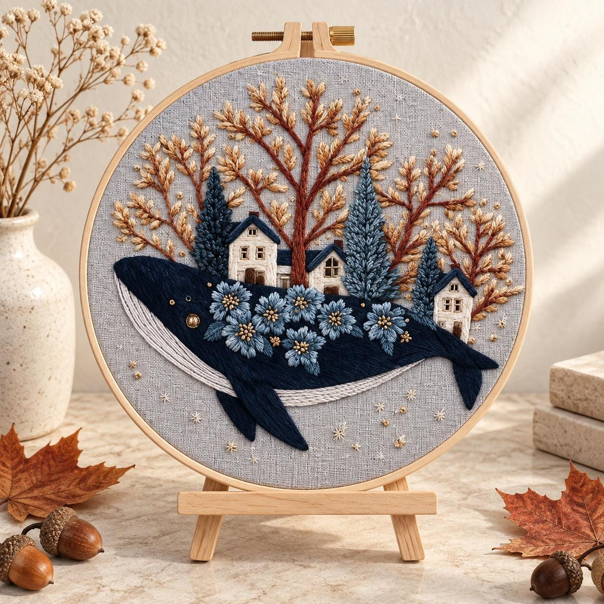 Whale Embroidery Kit for Adults