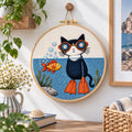 Scuba Cat Embroidery Kit