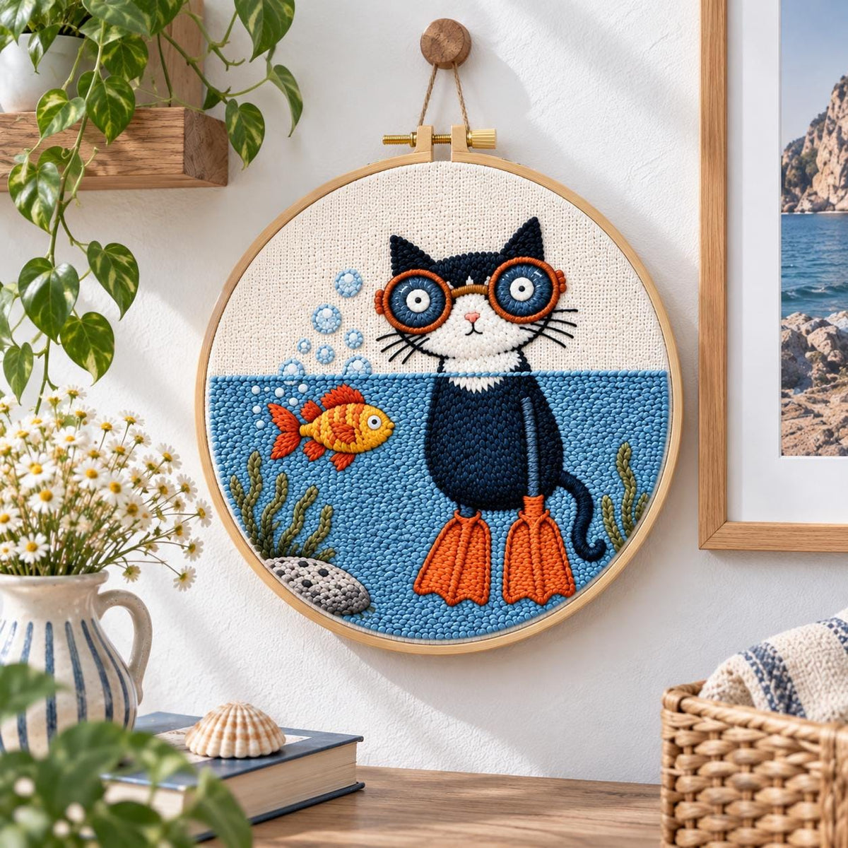 Scuba Cat Embroidery Kit