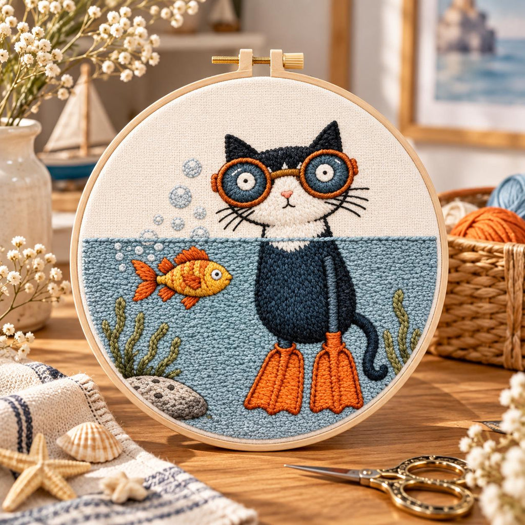 Scuba Cat Embroidery Kit – photo 4