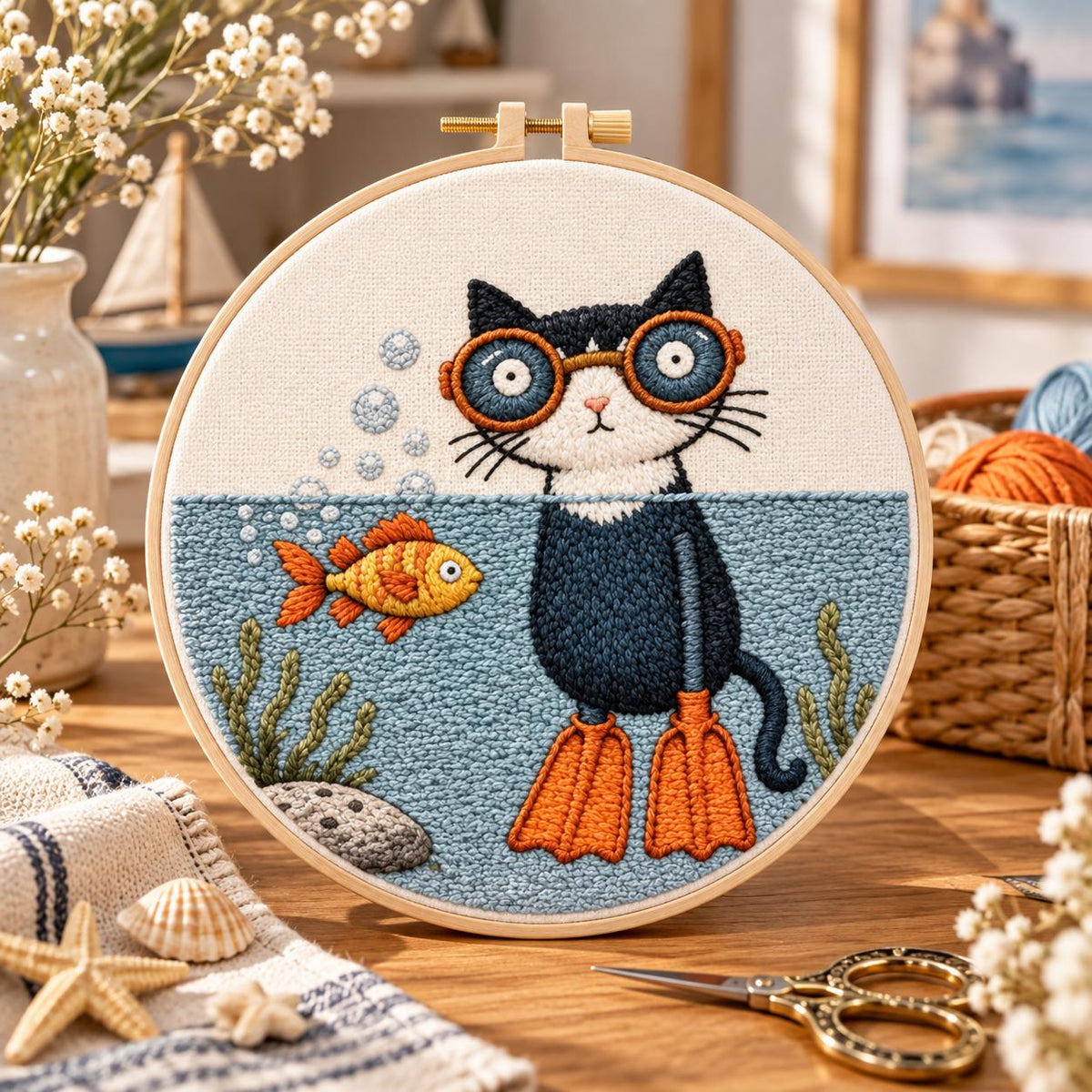 Scuba Cat Embroidery Kit – photo 4