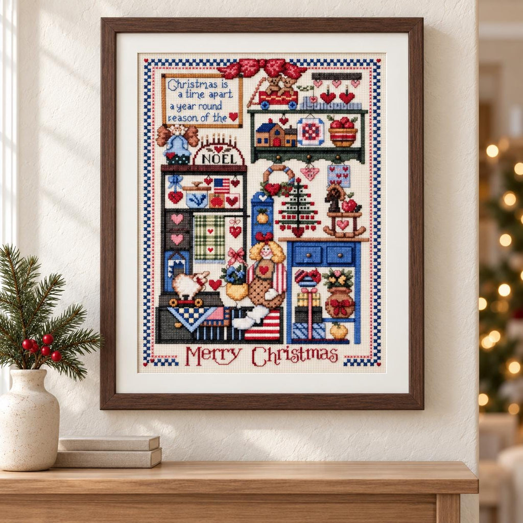 Christmas Kitchen Cross Stitch Kit, 30x40cm Stamped 11CT or 14CT Needlework Set for Adults