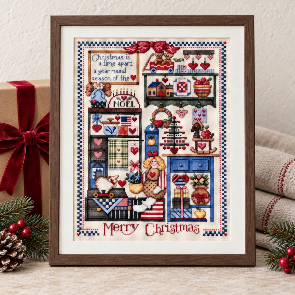 Christmas Kitchen Cross Stitch Kit, 30x40cm Stamped 11CT or 14CT Needlework Set for Adults
