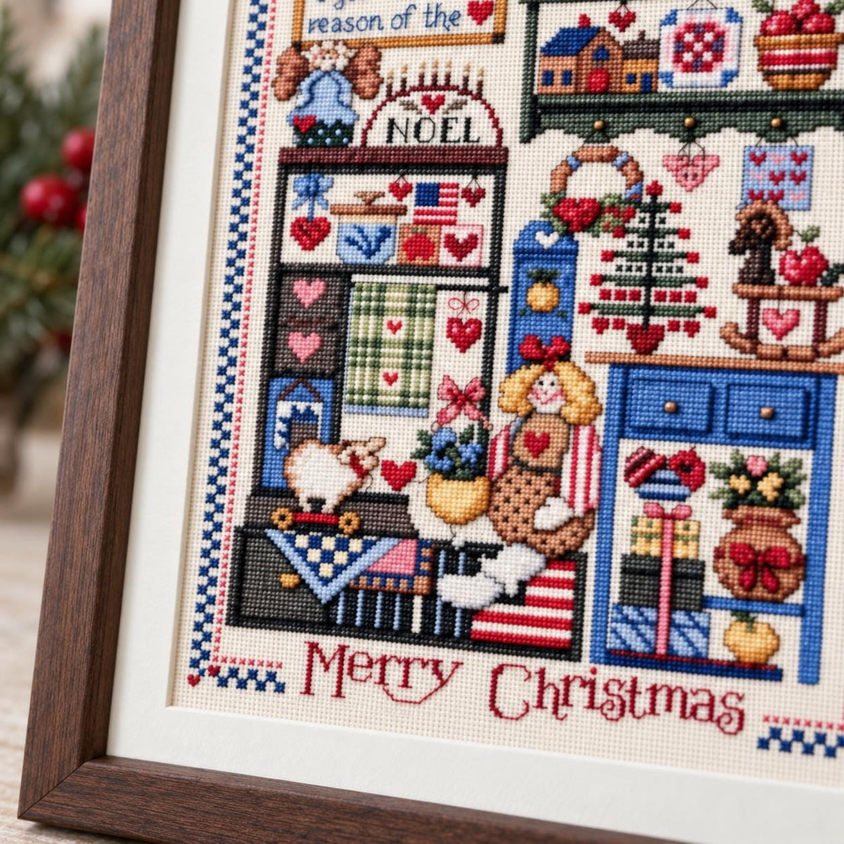 Christmas Kitchen Cross Stitch Kit, 30x40cm Stamped 11CT or 14CT Needlework Set for Adults