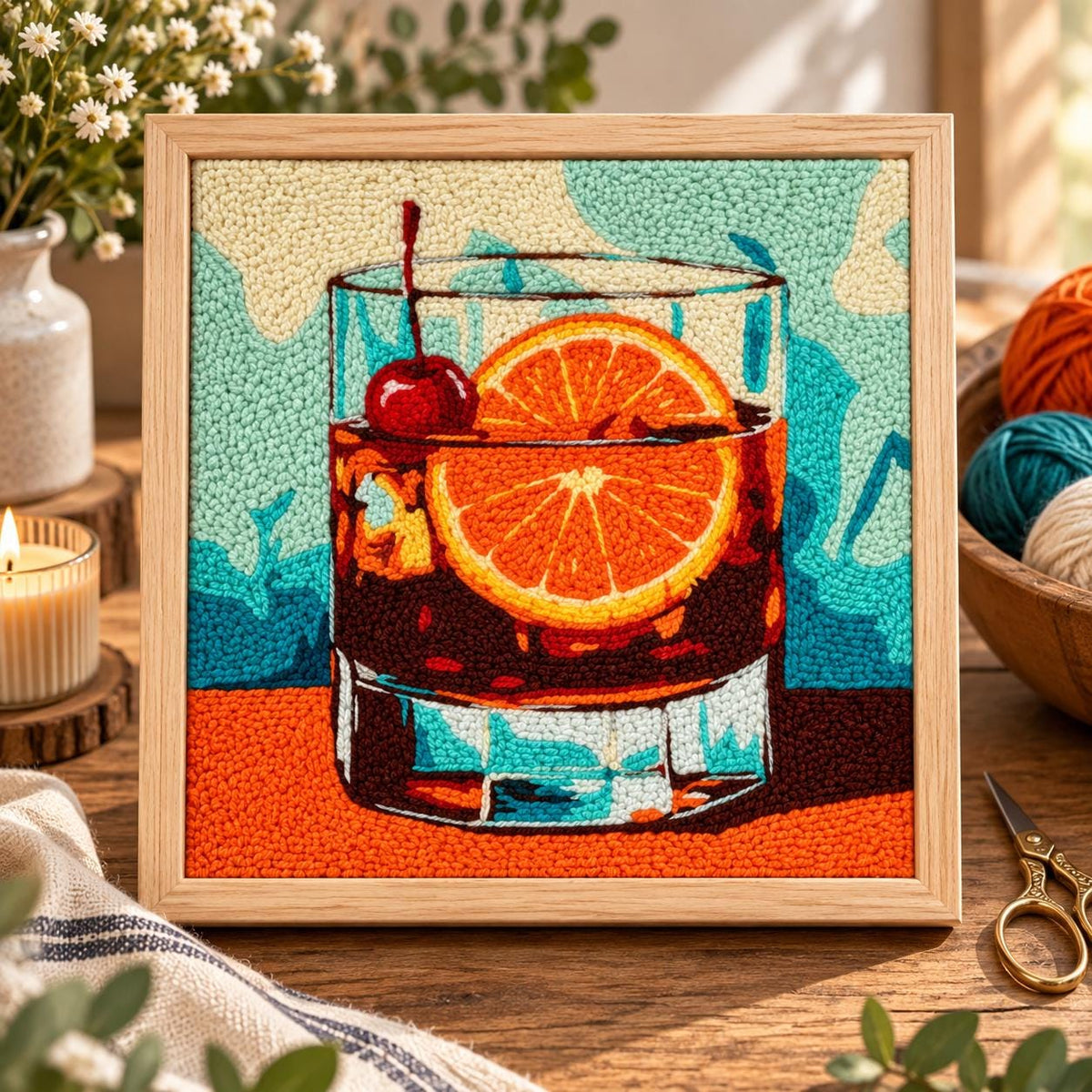 Orange Cocktail Punch Needle Kit