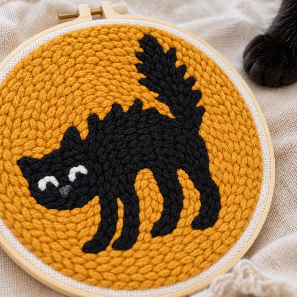 Black Cat Punch Needle Kit