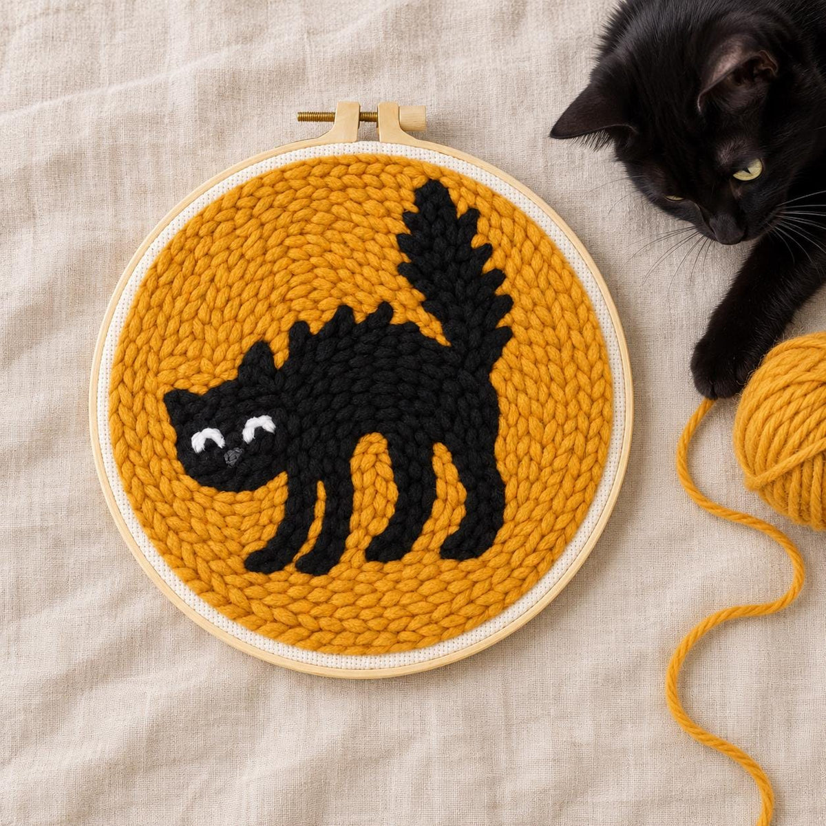 Black Cat Punch Needle Kit