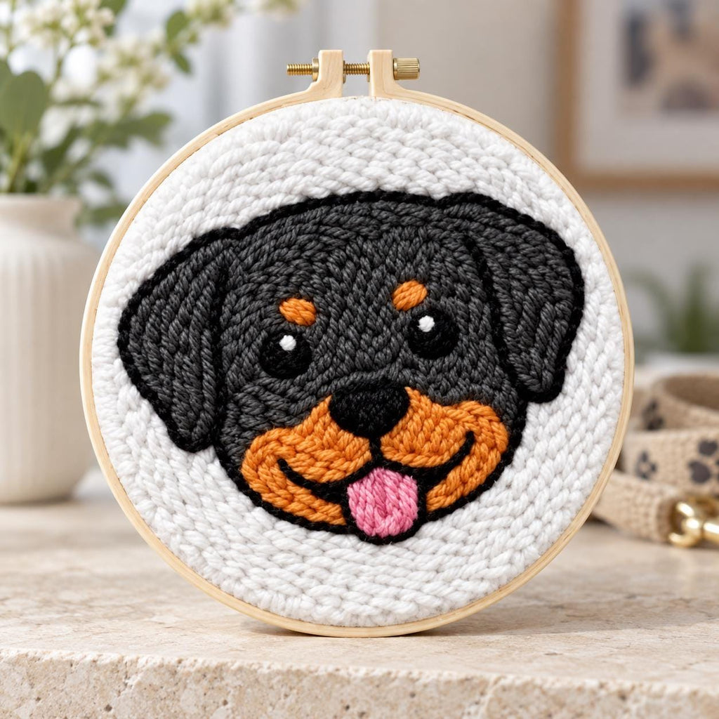 Black Puppy Punch Needle Kit
