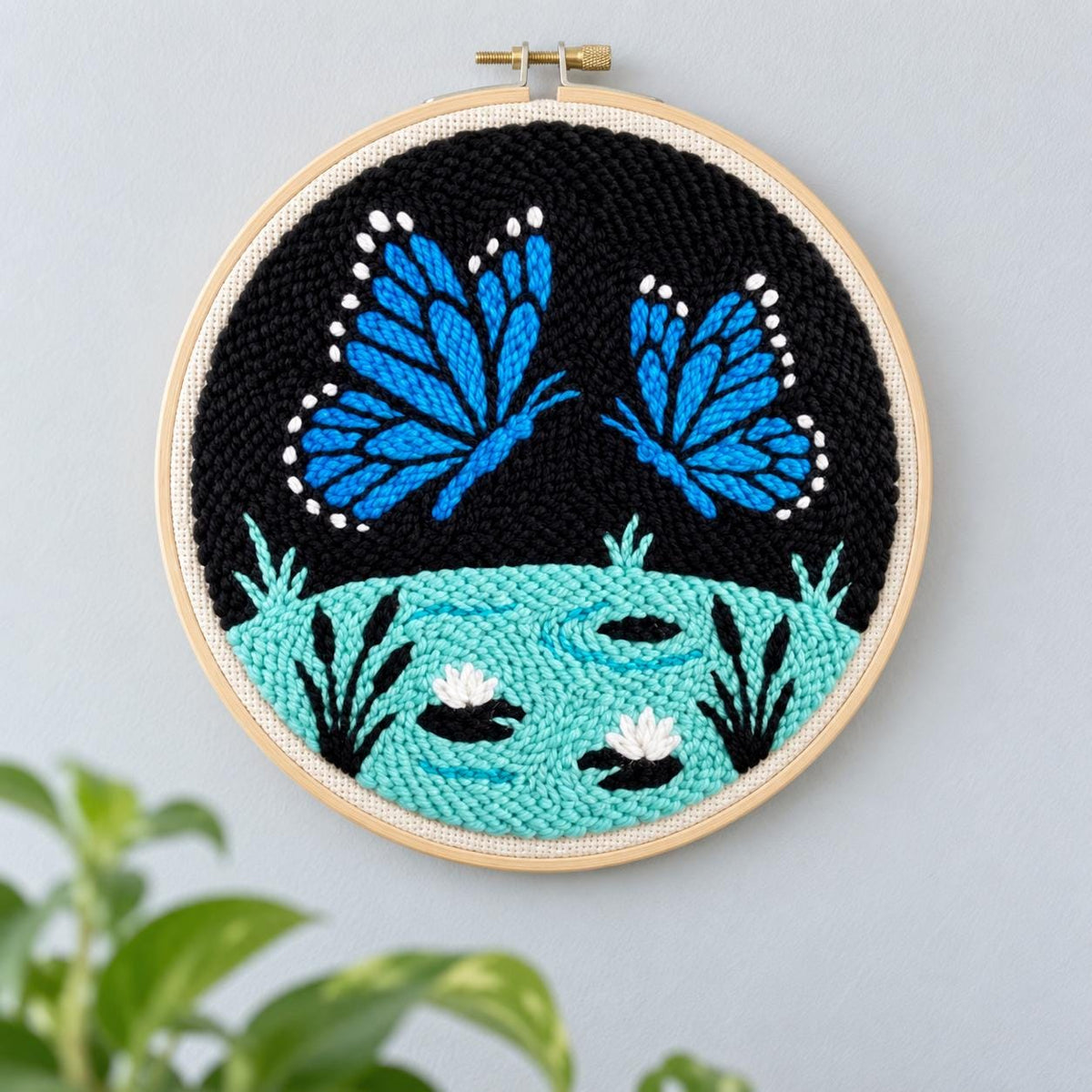 Blue Butterfly Punch Needle Kit