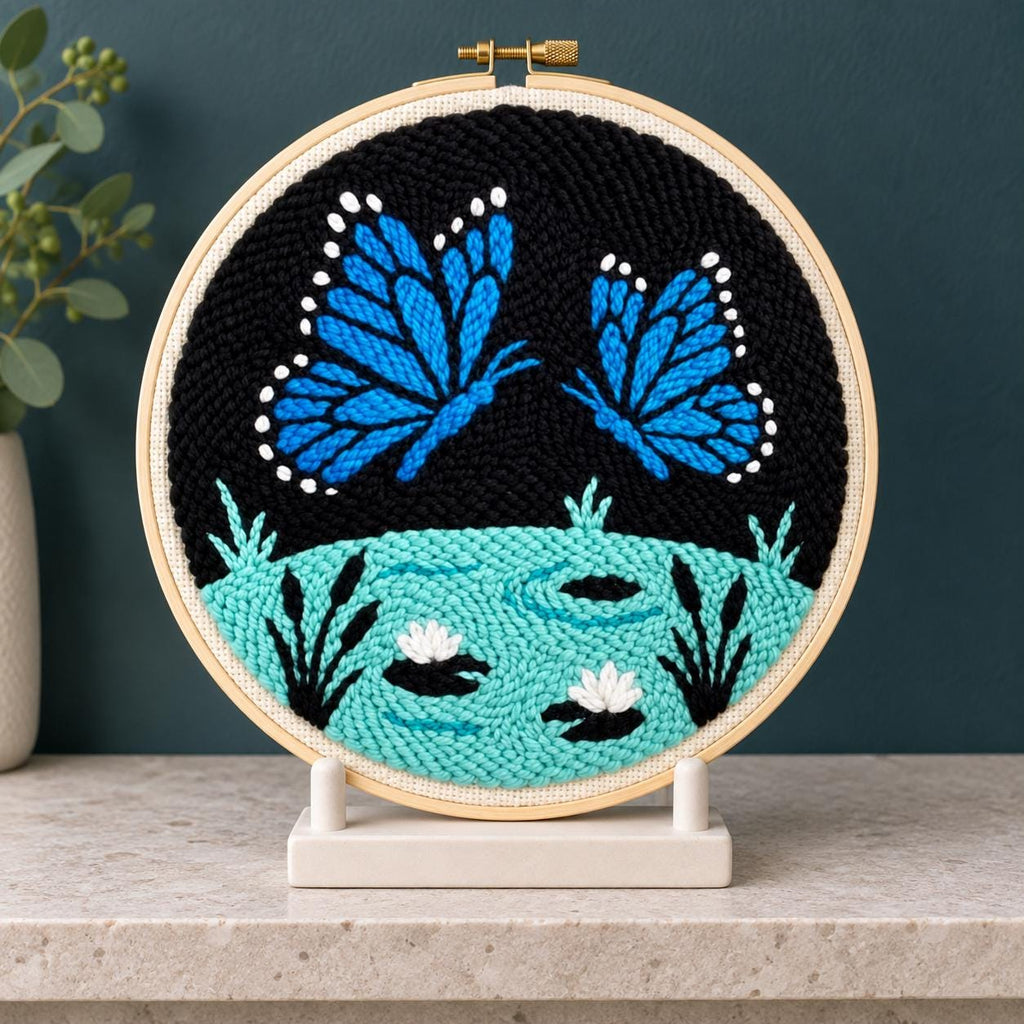 Blue Butterfly Punch Needle Kit