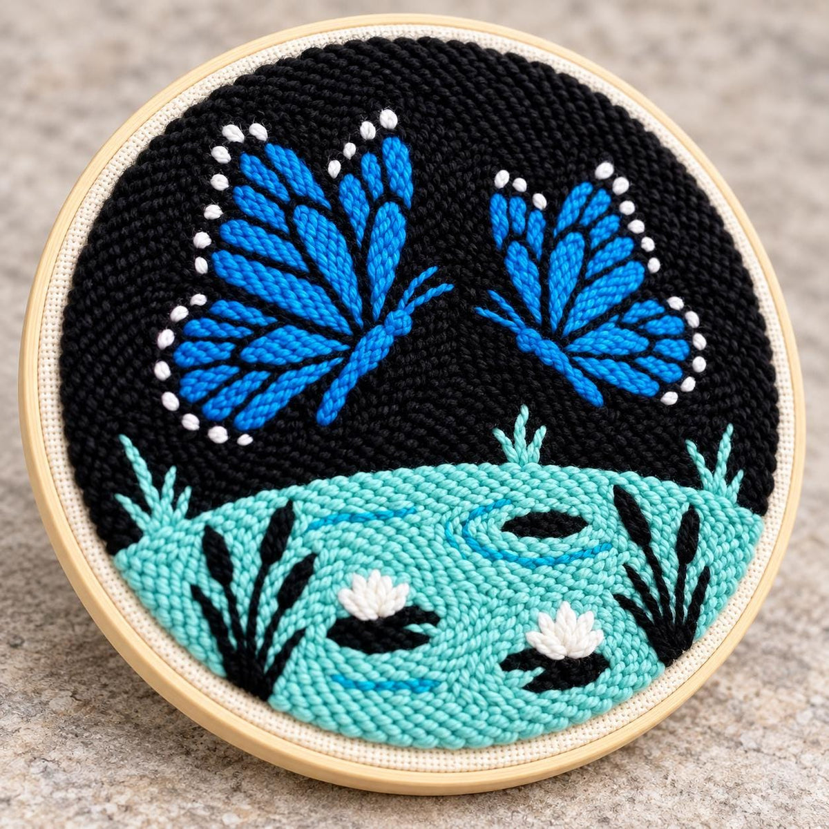Blue Butterfly Punch Needle Kit