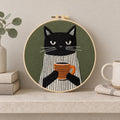 Black Cat Embroidery Kit for Adults