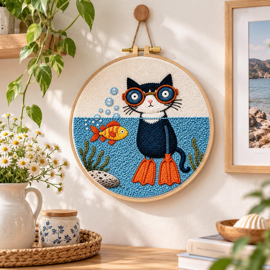 Scuba Cat Embroidery Kit – photo 3