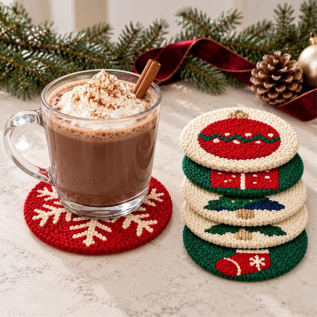 Christmas Punch Needle Coaster Kit