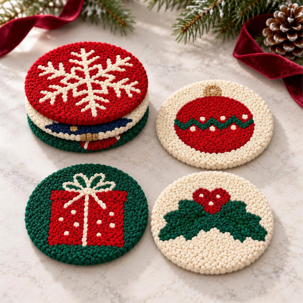 Christmas Punch Needle Coaster Kit