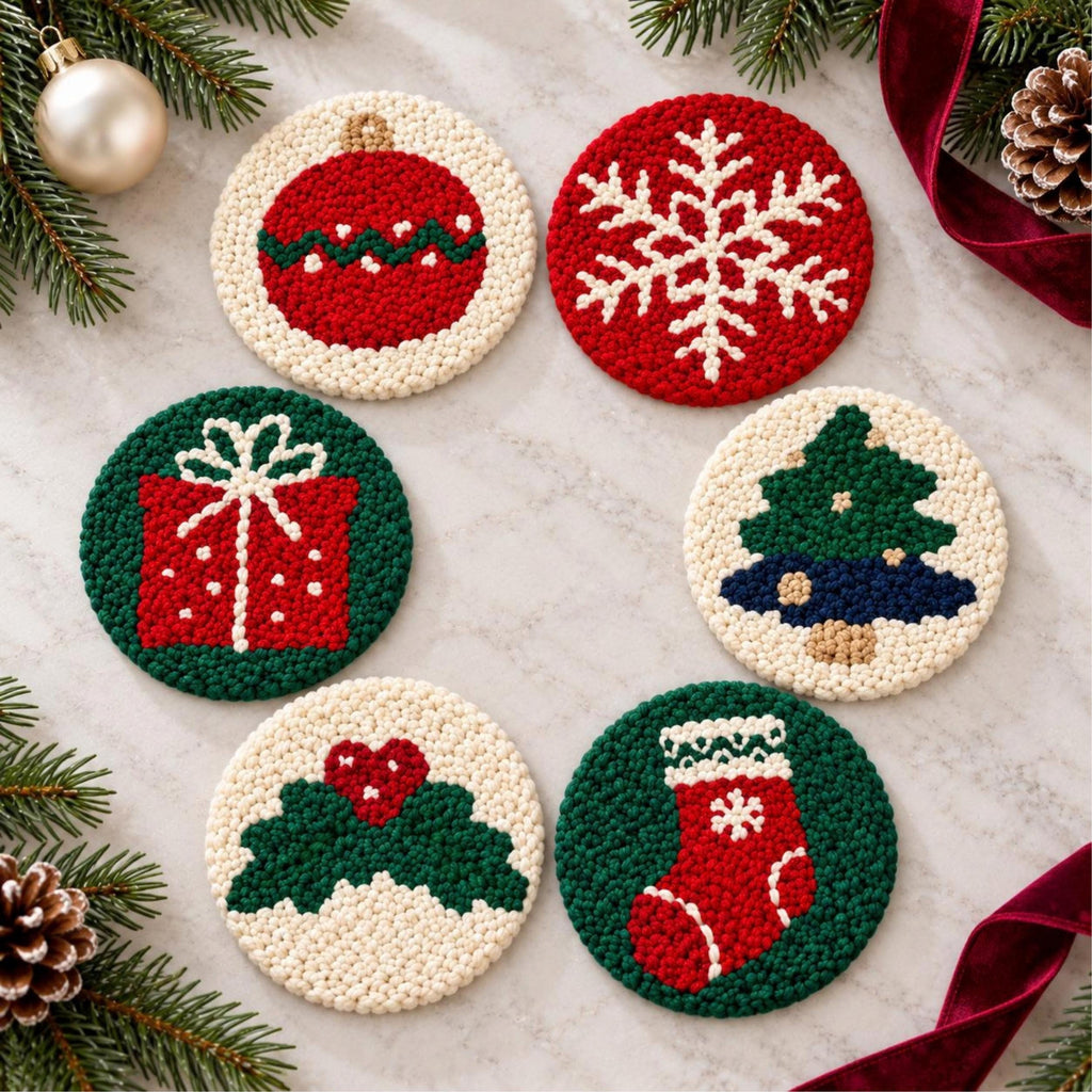 Christmas Punch Needle Coaster Kit