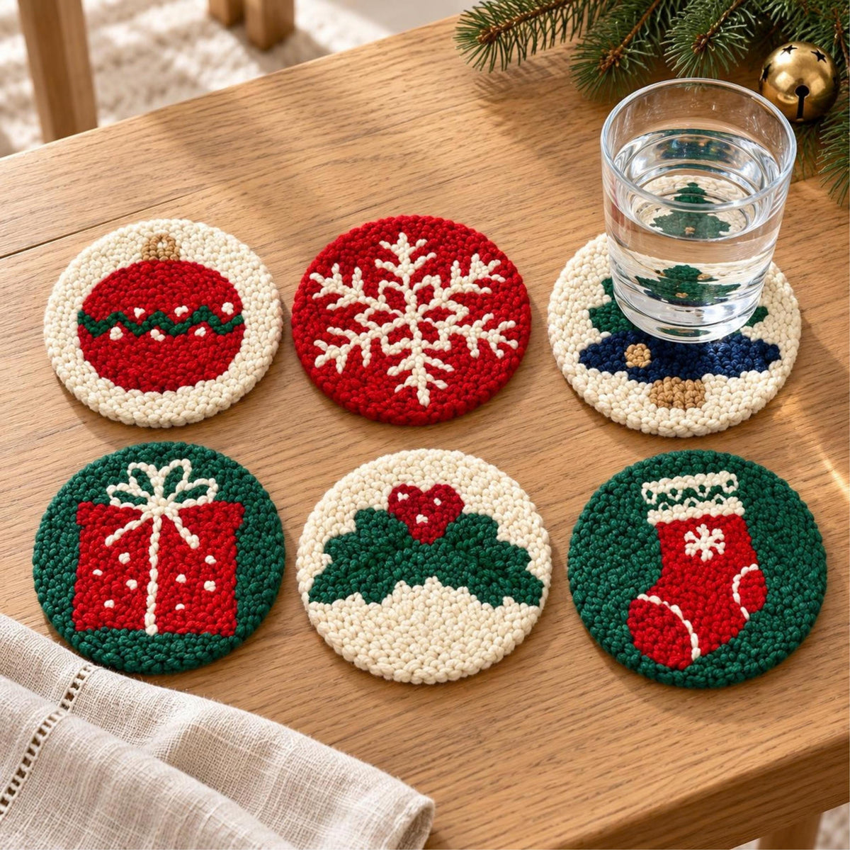 Christmas Punch Needle Coaster Kit