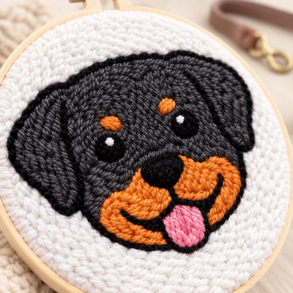 Black Puppy Punch Needle Kit
