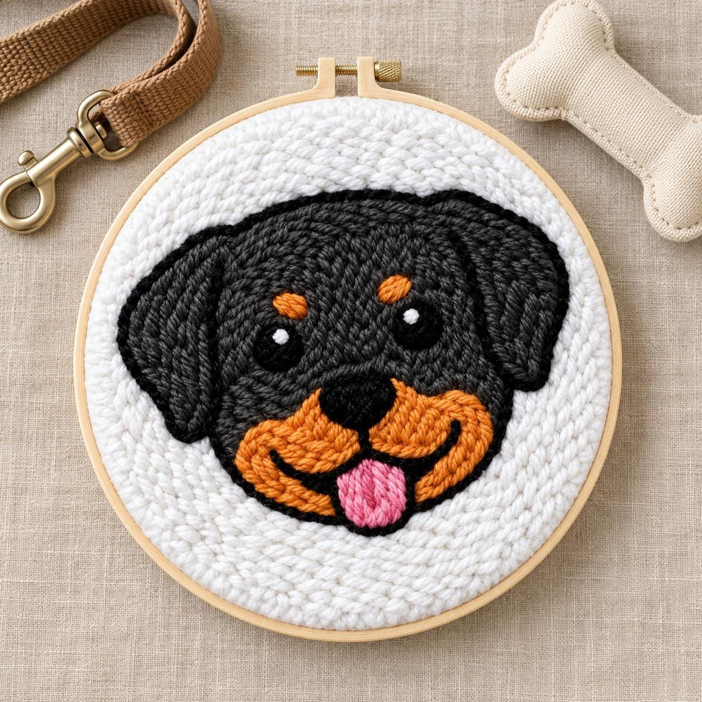 Black Puppy Punch Needle Kit