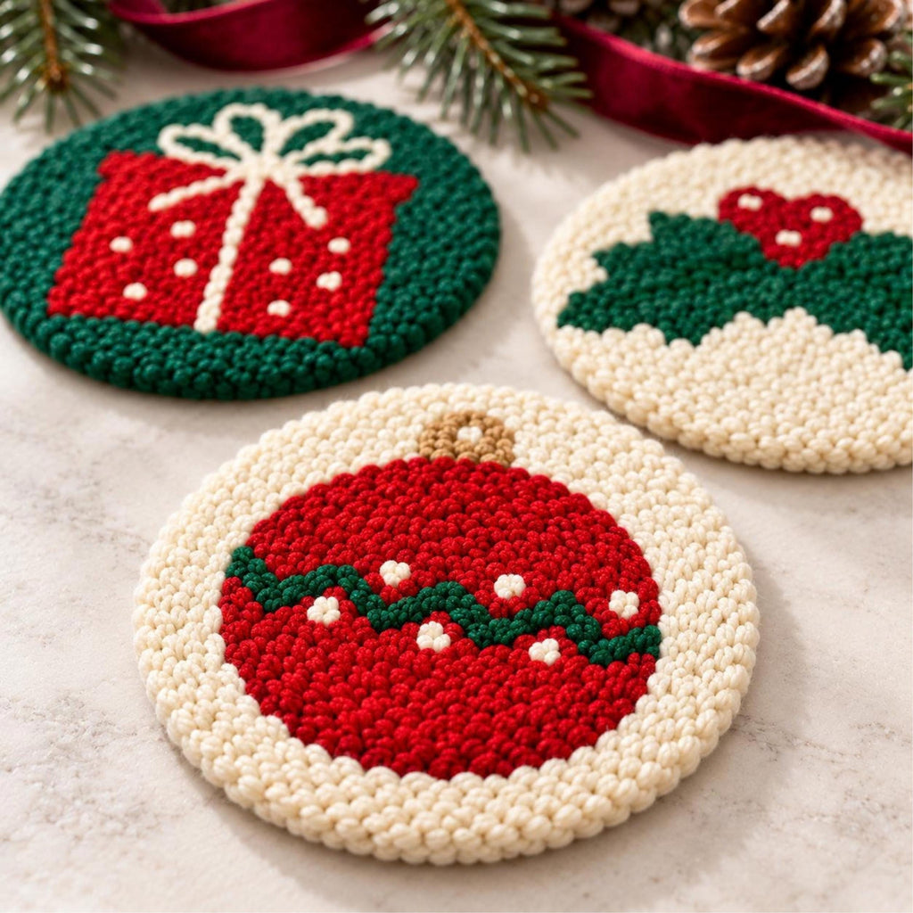 Christmas Punch Needle Coaster Kit
