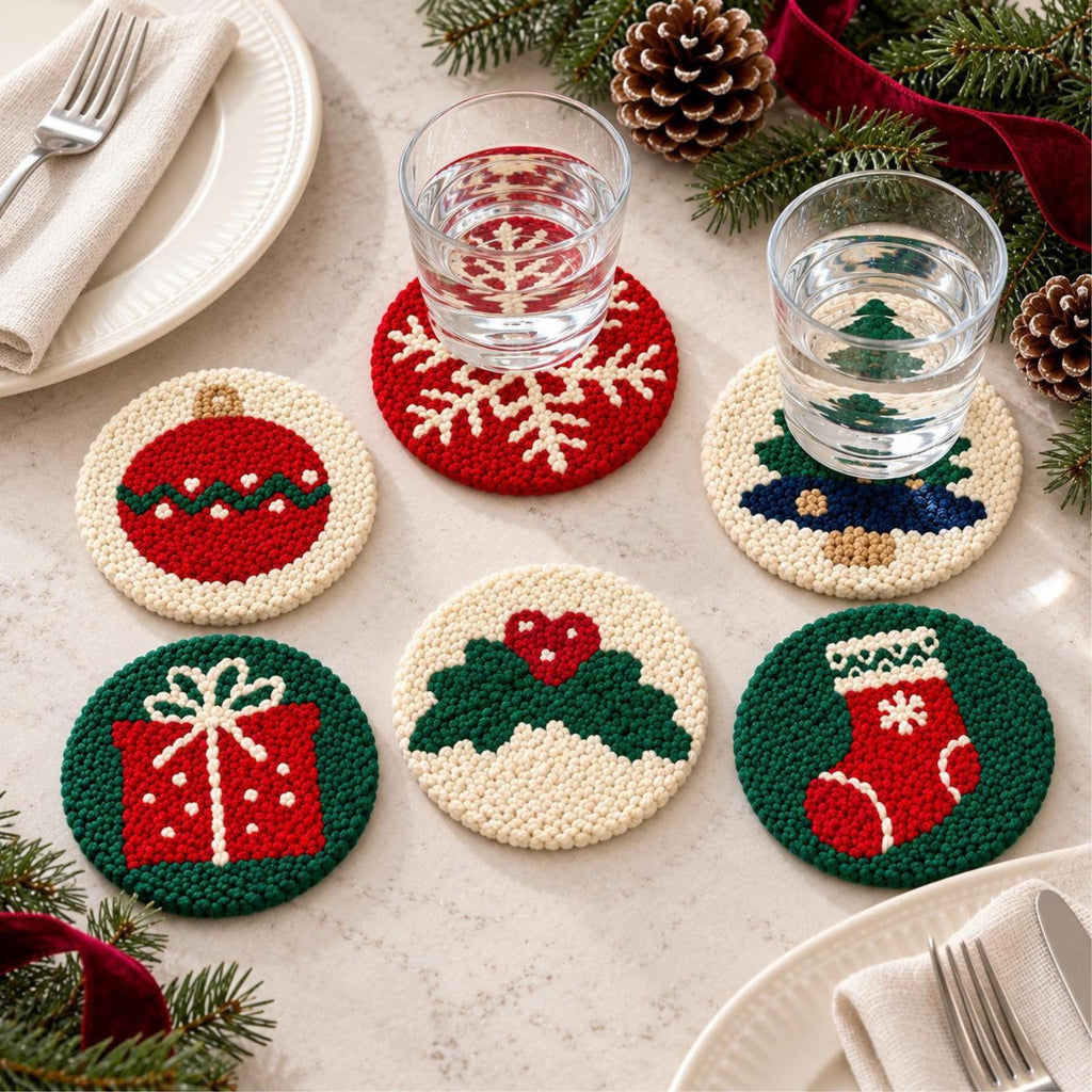 Christmas Punch Needle Coaster Kit