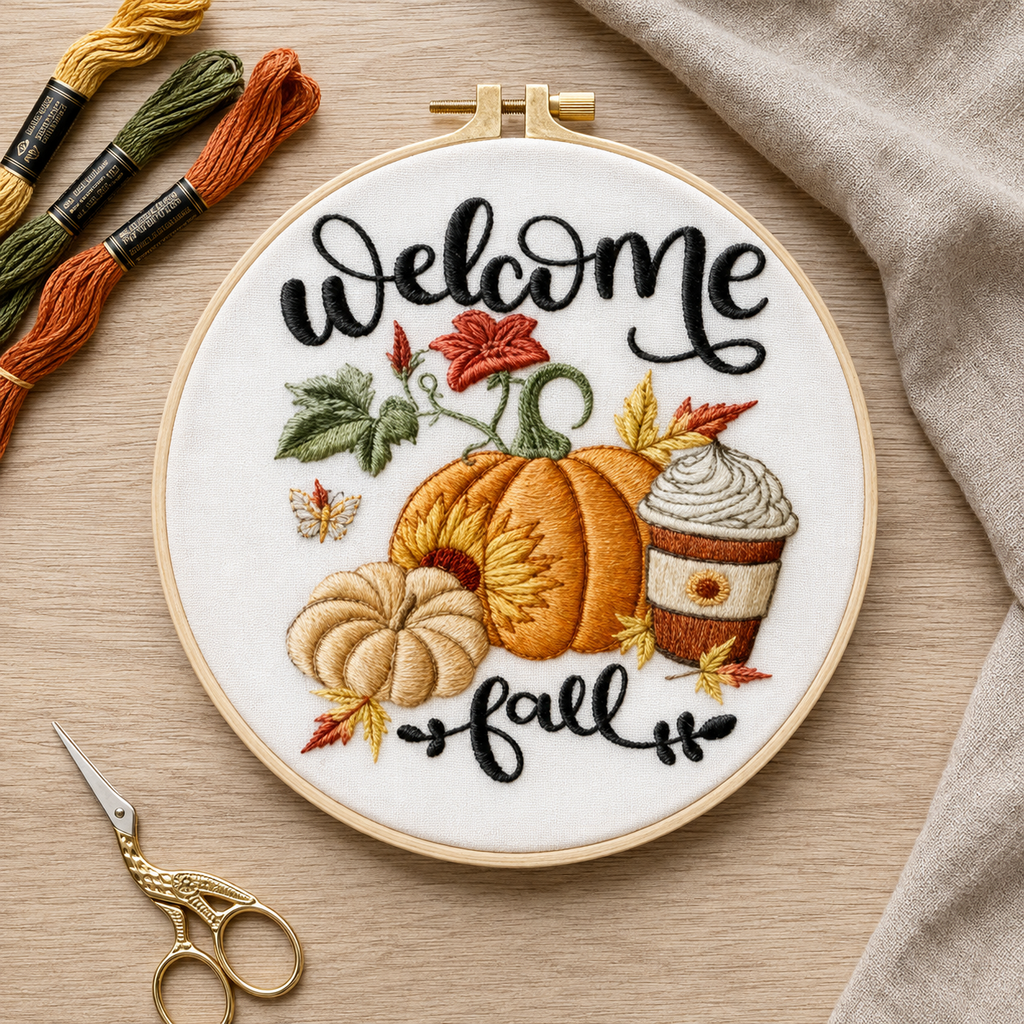 Welcome Fall Pumpkin Embroidery Kit