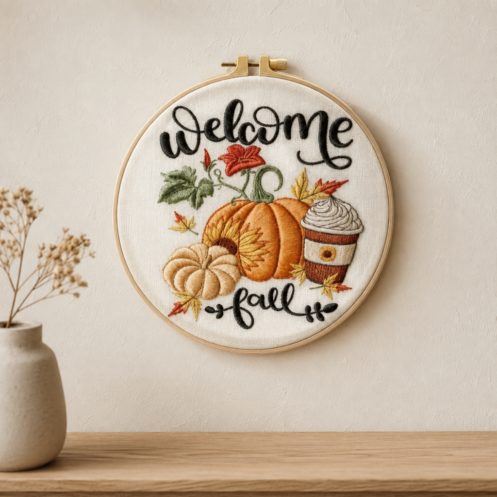 Welcome Fall Pumpkin Embroidery Kit