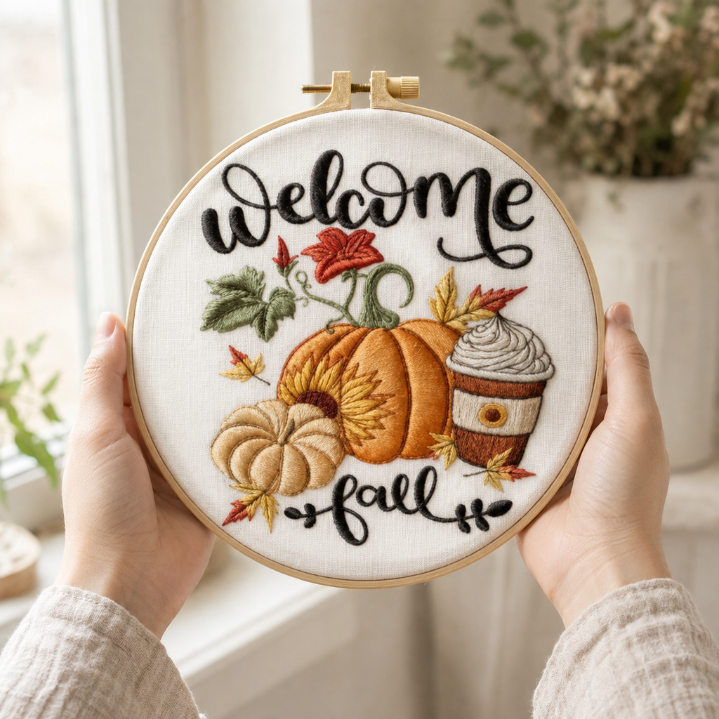 Welcome Fall Pumpkin Embroidery Kit